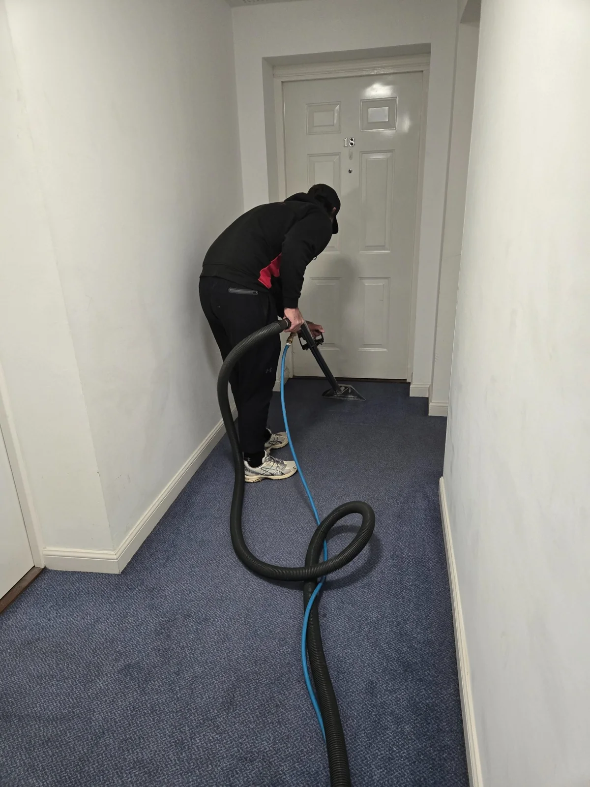 Carpet cleaning on a communal staircase