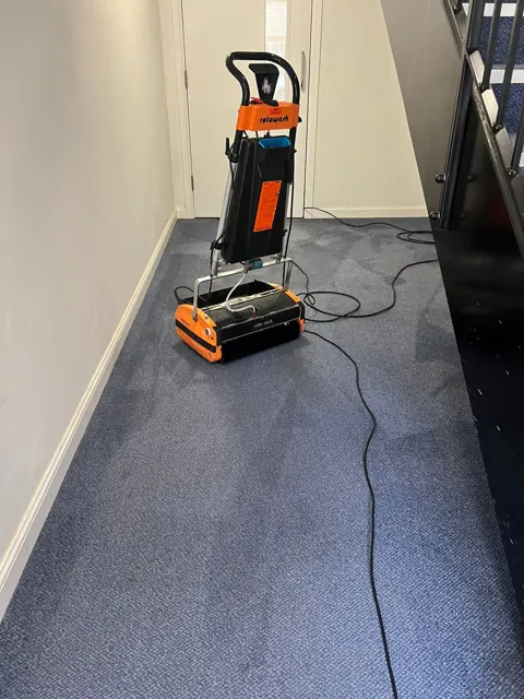 Carpet cleaning equipment ready on site